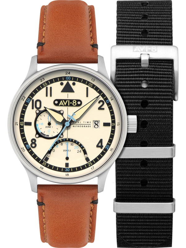 AVI-8 AV-4101-0C Hawker Hurricane McKellar Dual Time 44mm 5ATM