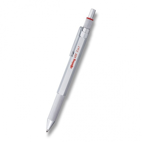 Kuličková tužka Multipen Rotring 600 Silver 3 v 1 3 barvy + mechanická tužka 0,5mm Rotring