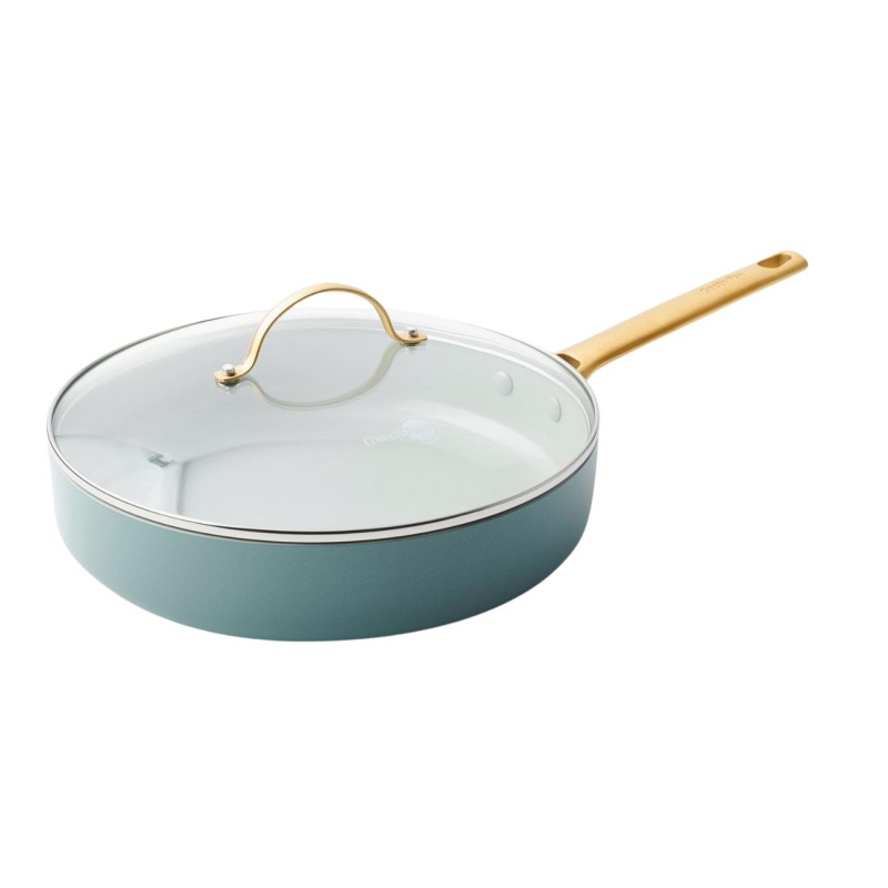GreenPan Nepřilnavá keramická soté pánev s poklicí Padova 28 cm, zelená CC002827-001