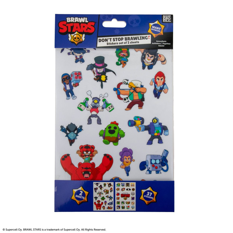 Samolepky Brawl Stars – sada 37 motivů, 2 archy