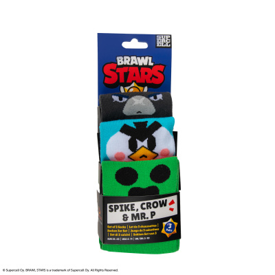 Ponožky Brawl Stars - Spike, Crow & Mr. P (3 páry) Vícebarevná