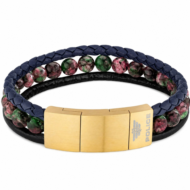 Police Kožený trojitý náramek pro muže PJ26552BLK.02