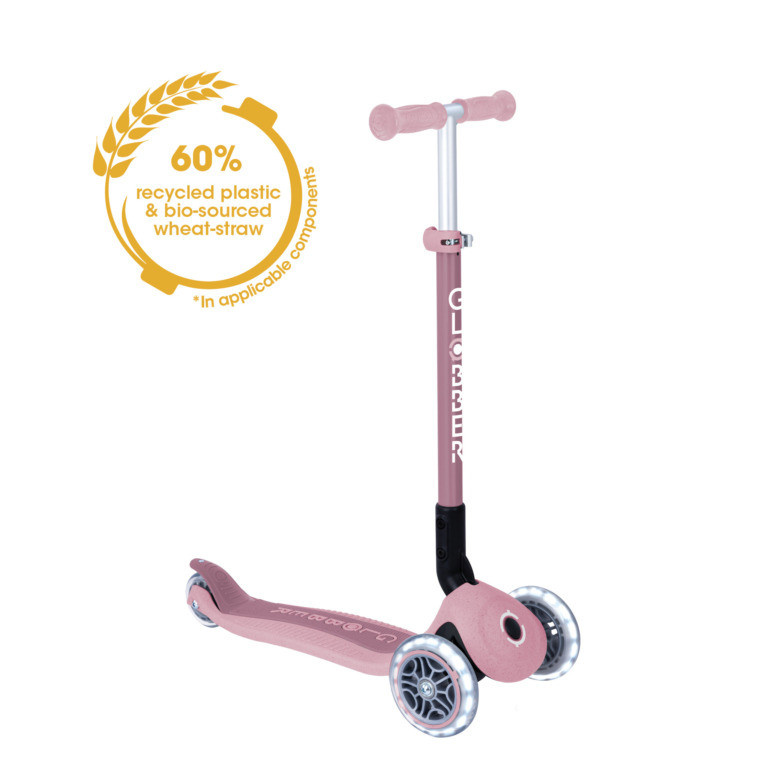 Globber dětská koloběžka Primo Foldable Lights Ecologic Berry