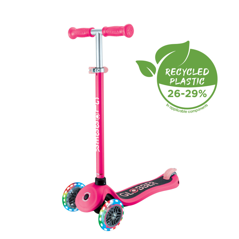 Globber dětská tříkolová koloběžka - Primo Lights V2 - svítící kolečka - Fuchsia
