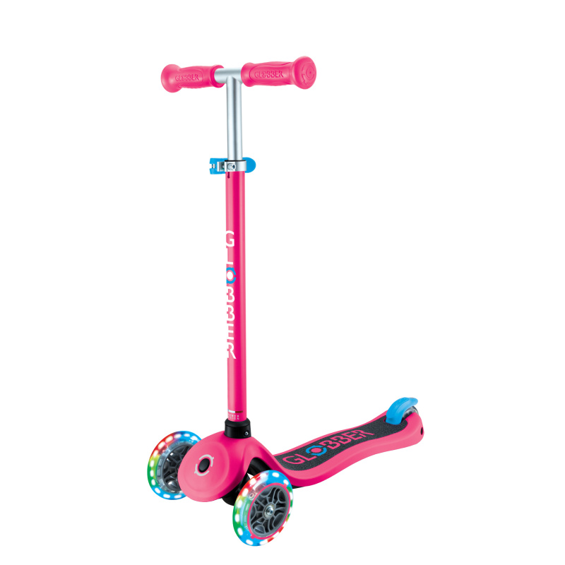 Globber dětská tříkolová koloběžka - Primo Lights V2 - svítící kolečka - Fuchsia
