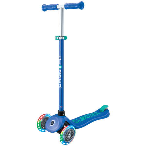 Globber Koloběžka dětská trojkolečková Plus - Primo Plus Lights V2 Navy Blue svítící kolečka