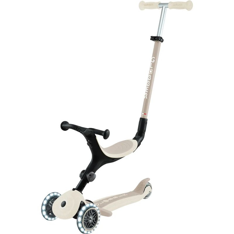 Globber go up active lights ecologic 3v1 koloběžka s odnímatelným sedátkem kokosová