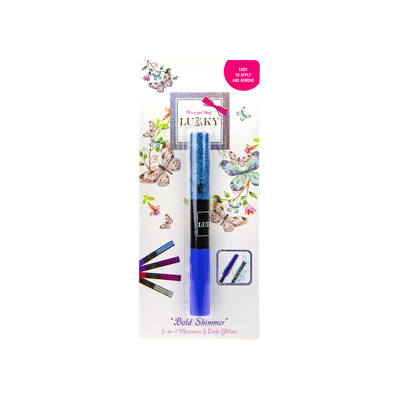 LUKKY 2 v 1 řasenka a třpytky na řasy modrá