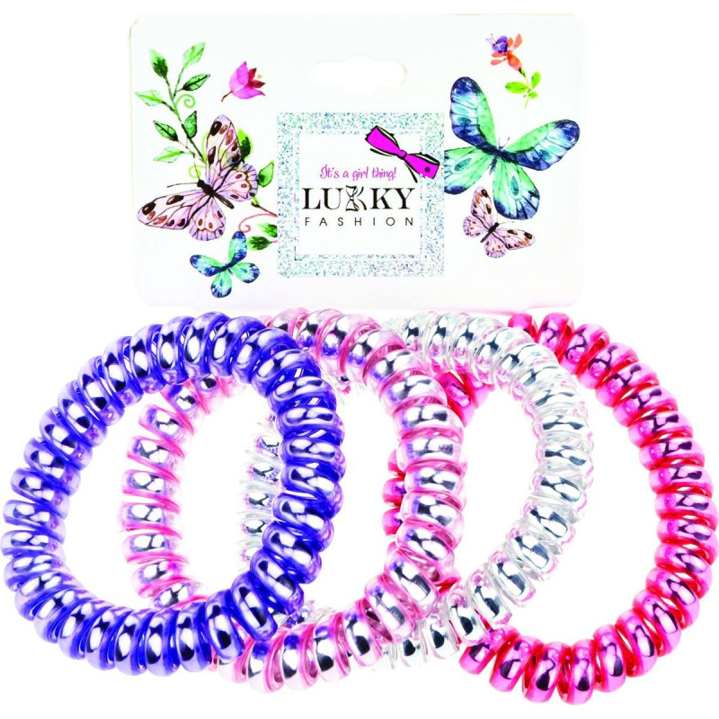 Lukky Fashion gumičky do vlasů, 4 set - barvy bílá, růžová, červená, lila
