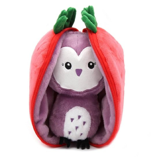 FLIPETZ 2v1 Plyšová sova / jahoda - Violet