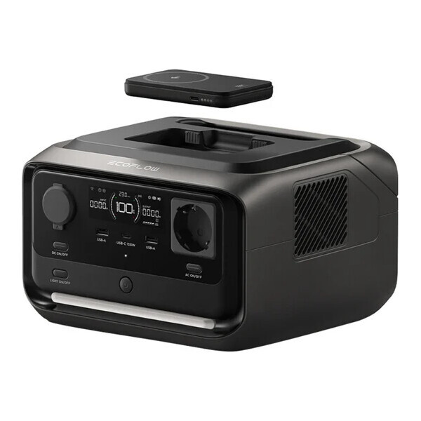 EcoFlow RIVER 3 Plus Wireless – přenosná bateriová stanice s magnetickou powerbankou