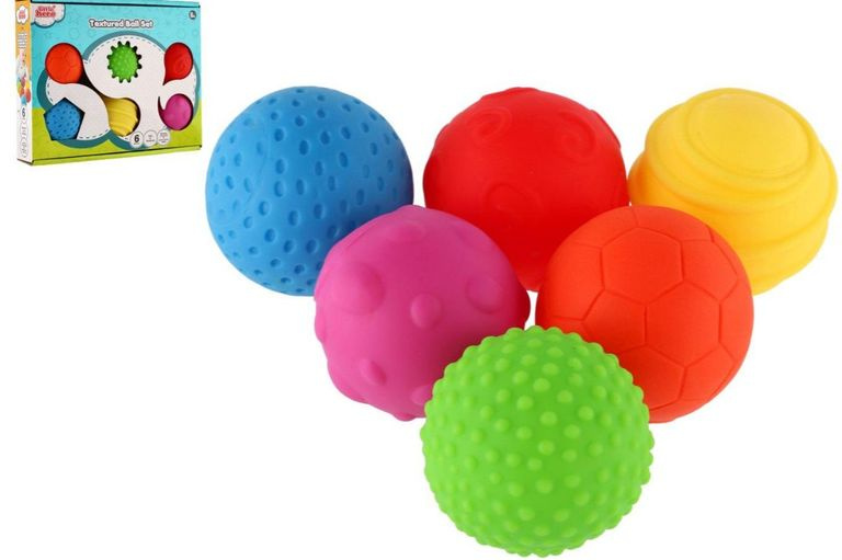 Teddies Sada míčků s texturou gumové 6cm v krabici