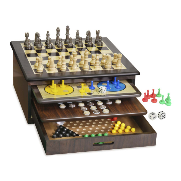 Dřevěná sada her 10 v 1 - hra z kategorie Domino, hlavolamy