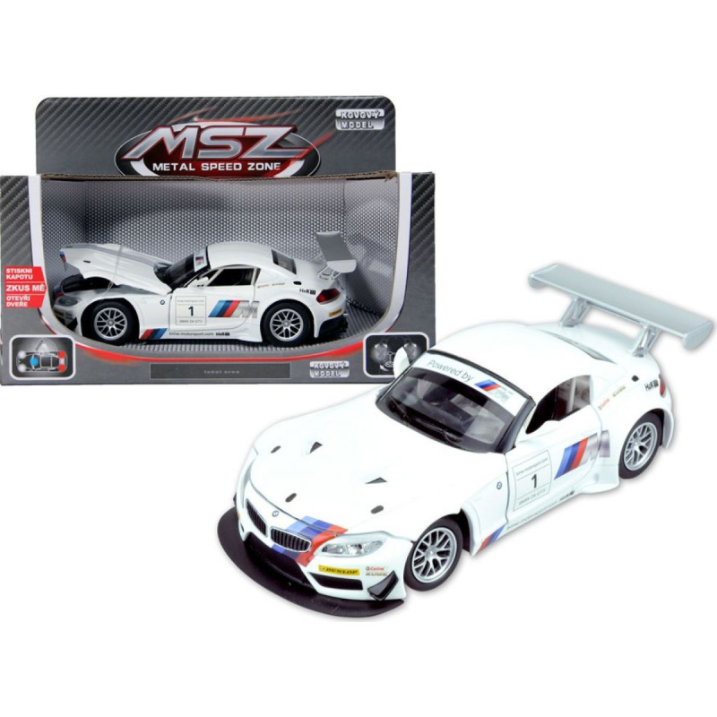 HM Studio kovový model BMW Z4 GT3 1:24 bílé