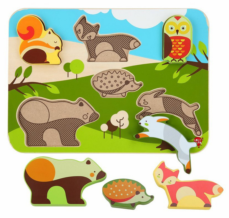 Lucy & Leo Lesní zvířátka - dřevěné vkládací puzzle 6 dílů