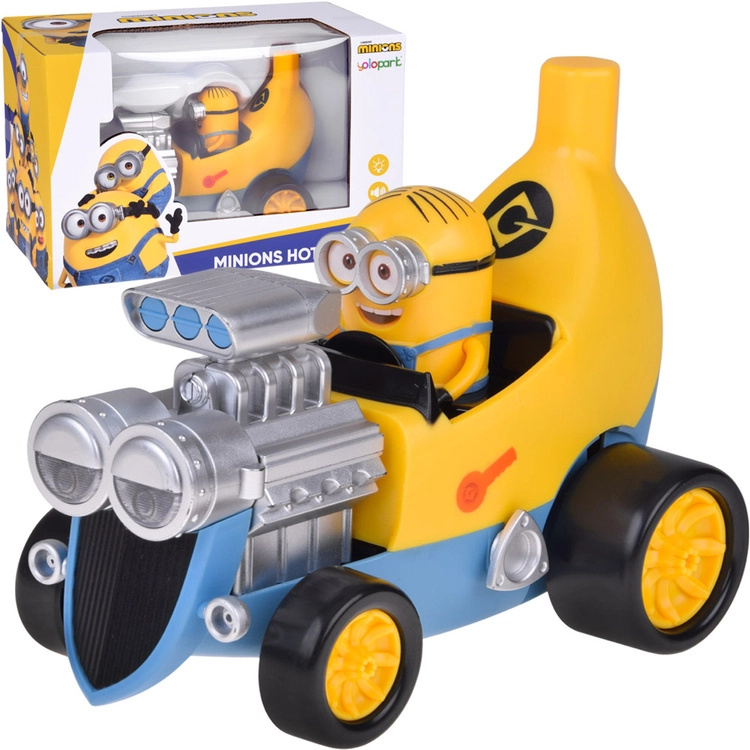 Minion v banánovém autě se světly, zvuky a vibracemi