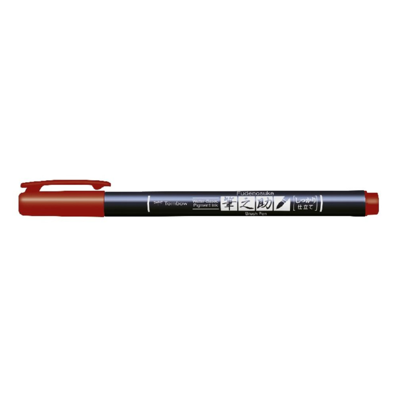 Tombow Štětcový fix Tombow Fudenosuke, tvrdý hrot - VYBERTE ODSTÍN - Štětcový fix Tombow Fudenosuke, tvrdý hrot - červený