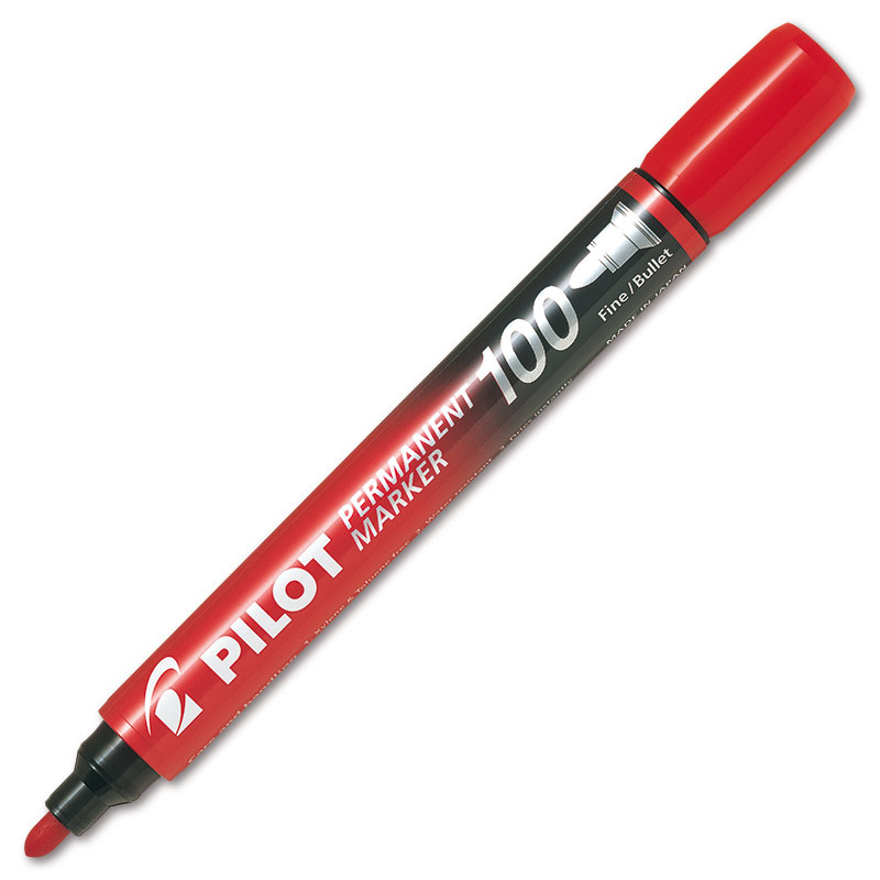 Permanentní popisovač Pilot 100  - červený, kulatý hrot
