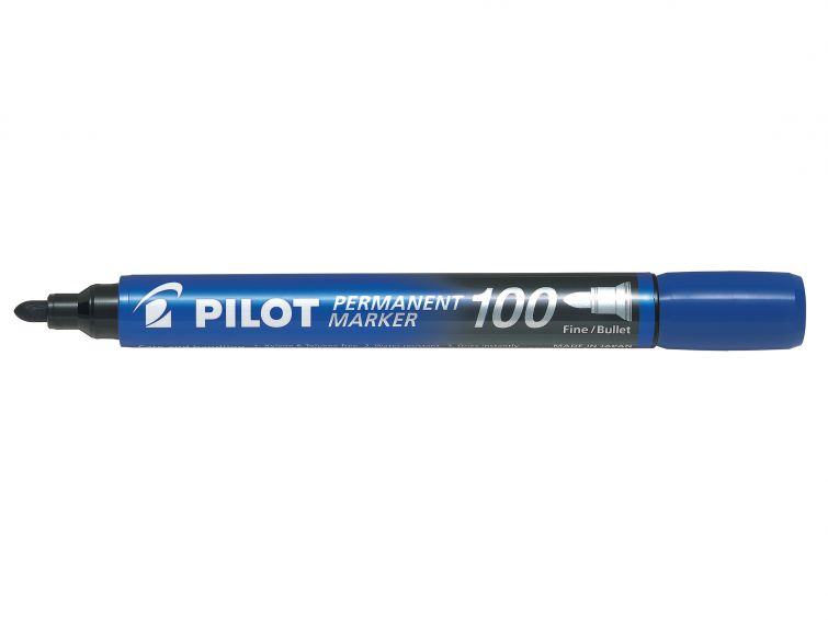 Permanentní popisovač Pilot 100  - modrý, kulatý hrot