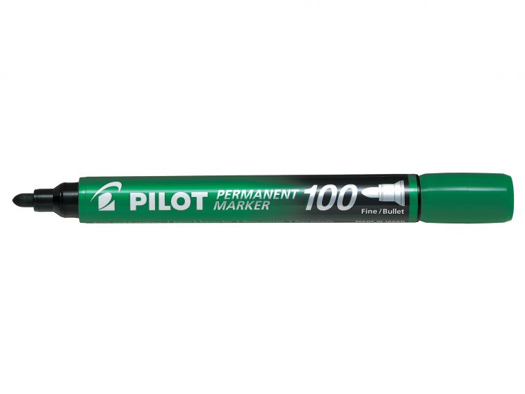 Permanentní popisovač Pilot 100  - zelený, kulatý hrot