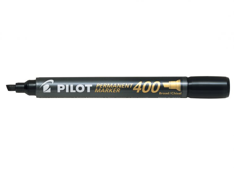 Permanentní popisovač Pilot 400  - černý, zkosený hrot