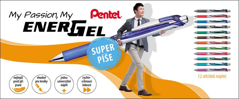 Gelový roller Pentel Energel - černý, 0,7 mm