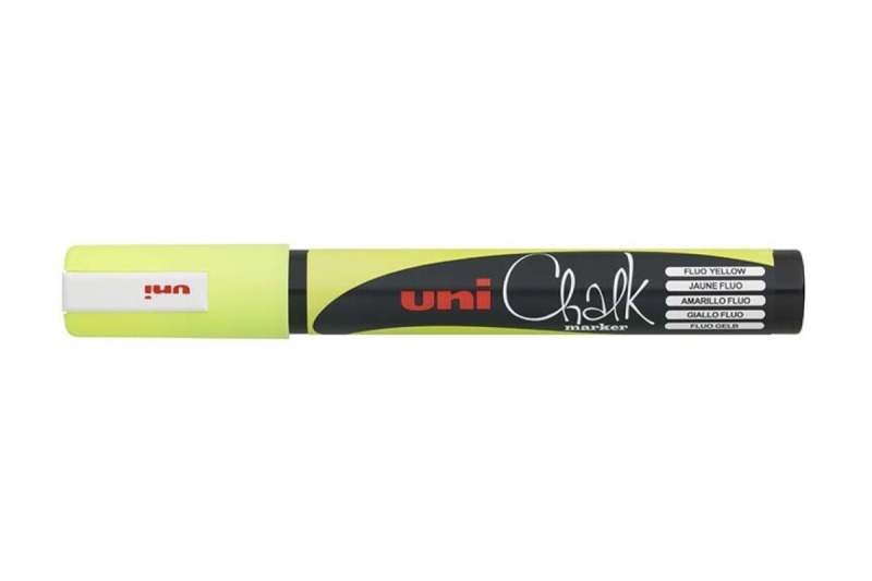 Křídový popisovač UNI s kulatým hrotem 1,8 - 2,5 mm - fluo-žlutý