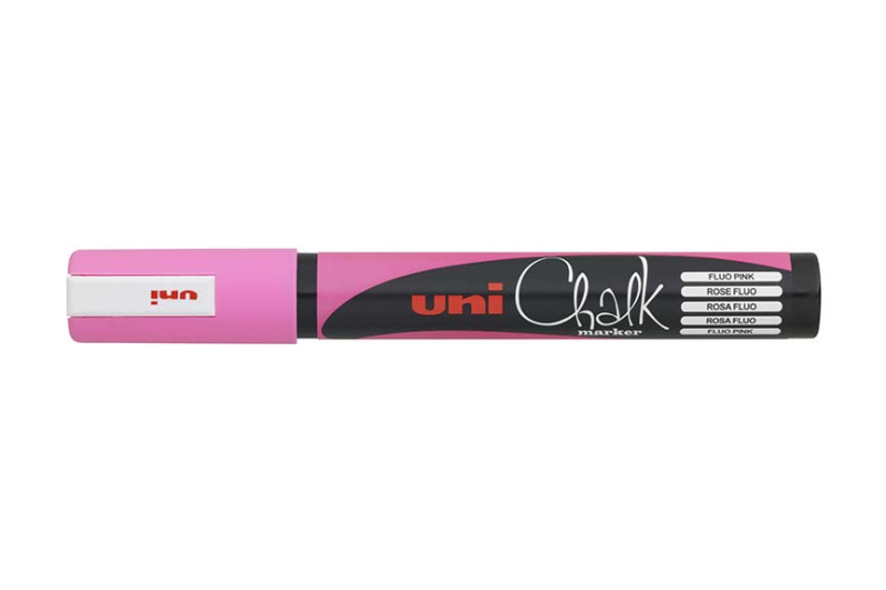 Křídový popisovač UNI s kulatým hrotem 1,8 - 2,5 mm - fluo-růžový