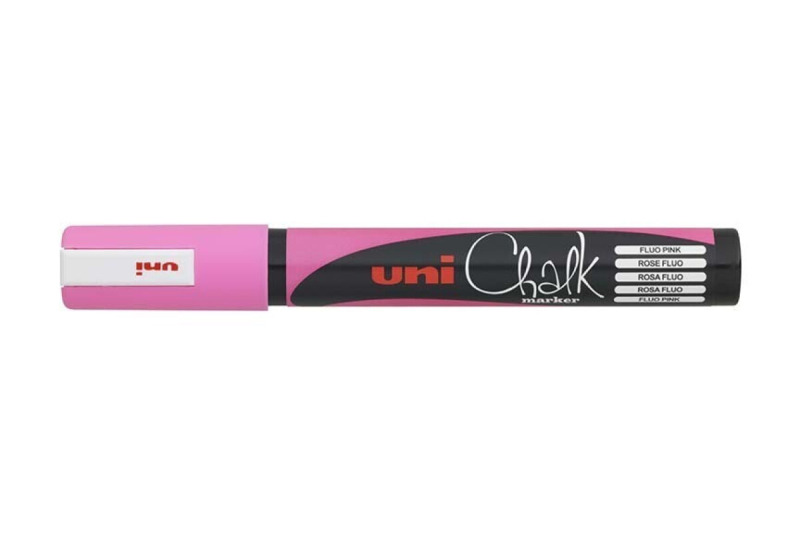 Křídový popisovač UNI s kulatým hrotem 1,8 - 2,5 mm - fluo-růžový