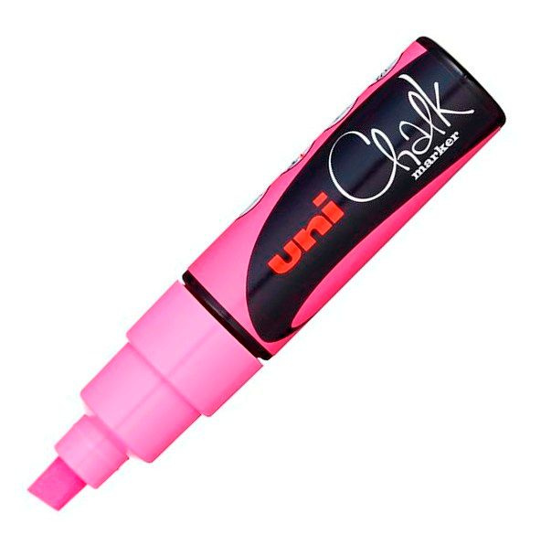 Křídový popisovač UNI se seříznutým hrotem 8 mm - fluo-růžový