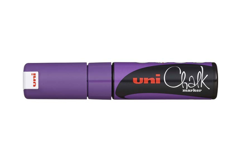 Křídový popisovač UNI se seříznutým hrotem 8 mm - fialový