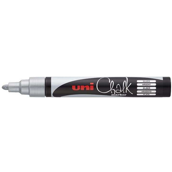 Křídový popisovač UNI s kulatým hrotem 1,8 - 2,5 mm - stříbrný