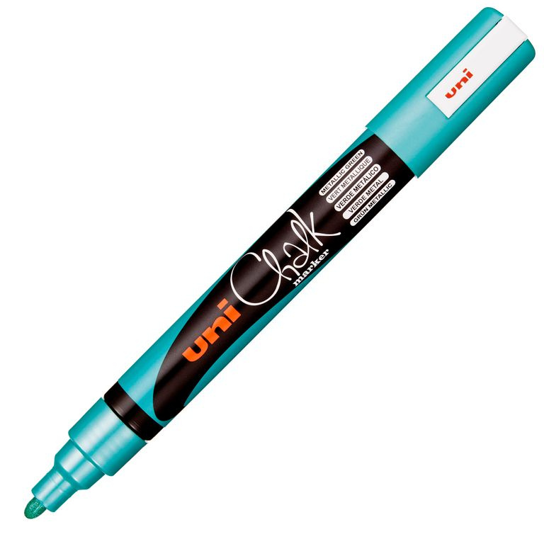 Křídový popisovač UNI s kulatým hrotem 1,8 - 2,5 mm - metalický zelený