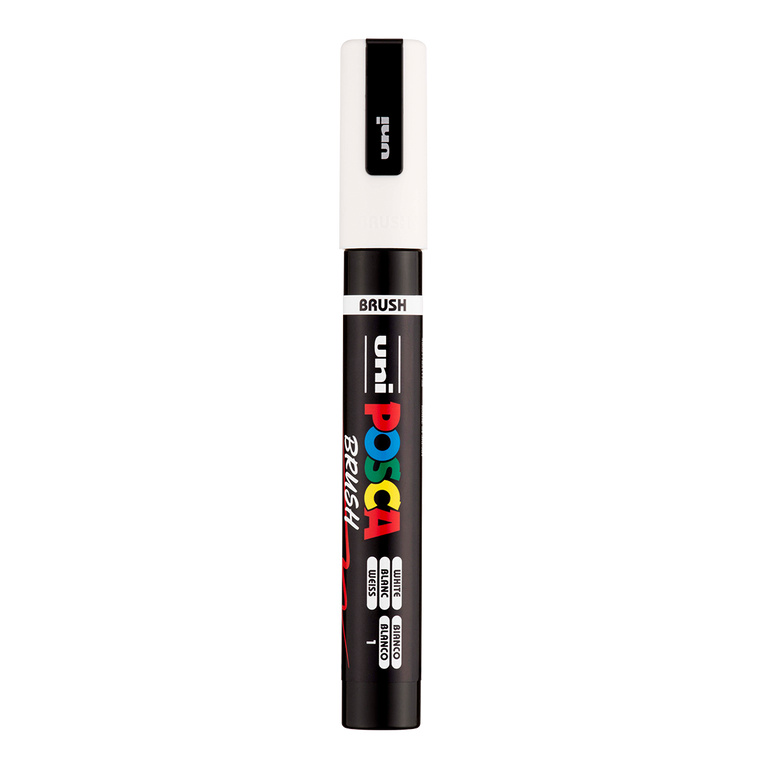 Akrylový popisovač POSCA se štětcovým hrotem PC-5BR, 1 - 4 mm, bílá
