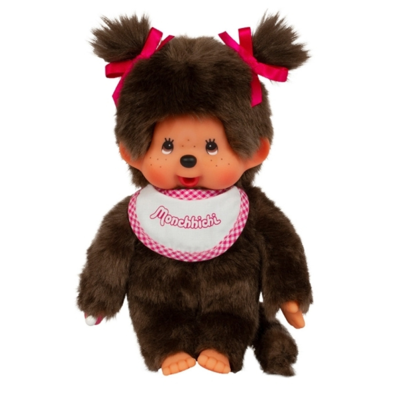 Monchhichi Mončiči dívka s ružovým bryndáčkem 20 cm