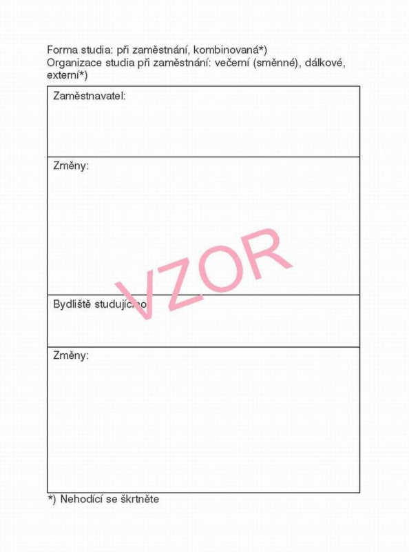 Studijní průkaz - pro studium při zaměstnání (laminové desky) světle modré