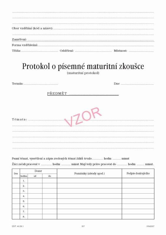 Protokol o písemné maturitní zkoušce