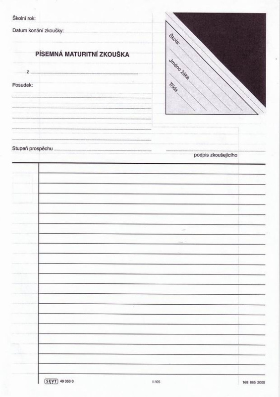Písemná maturitní zkouška (česko-francouzské třídy)