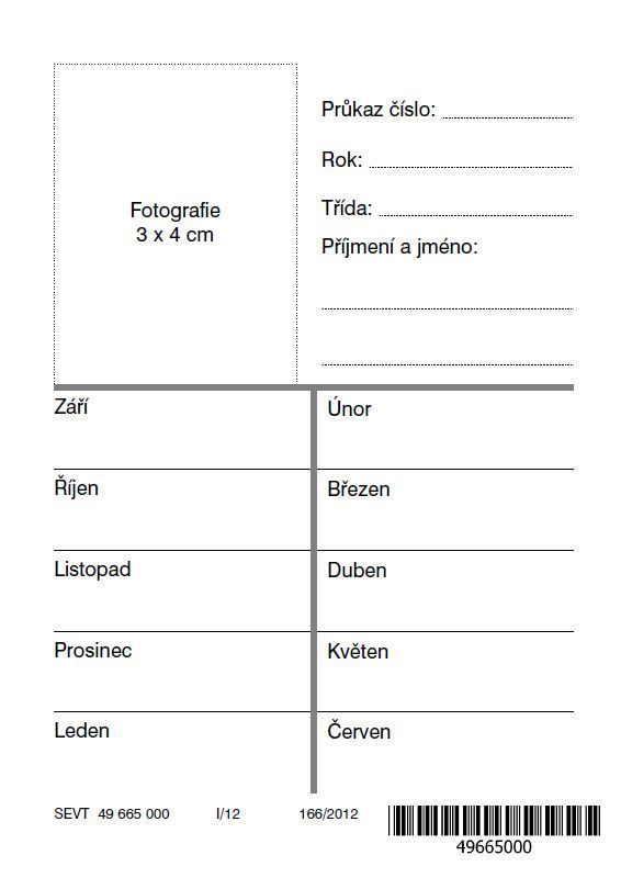 Průkaz ke stravování (bílý)