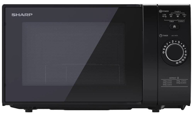 Mikrovlnná trouba Sharp YC-GG02EB / volně stojící / 700 W / 3 stupně výkonu / 20 l / O otočného talíře 24,5 cm / černá Varianta: ivi27
