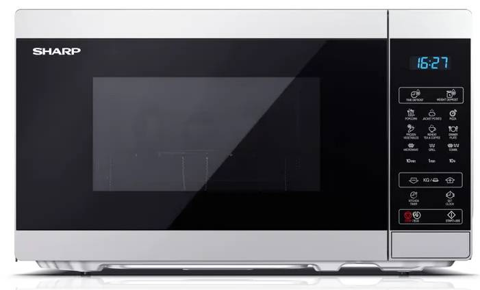 Mikrovlnná trouba s grilem SHARP YC-MG02ES / 20 l / volně stojící / O otočného talíře 25,5 cm / 800 W / černá/stříbrná Varianta: ivi1