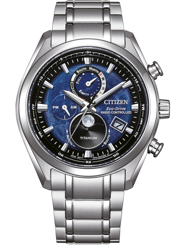 Citizen BY1010-81L Eco-Drive moon phase Titanium Radio Controlled 43mm