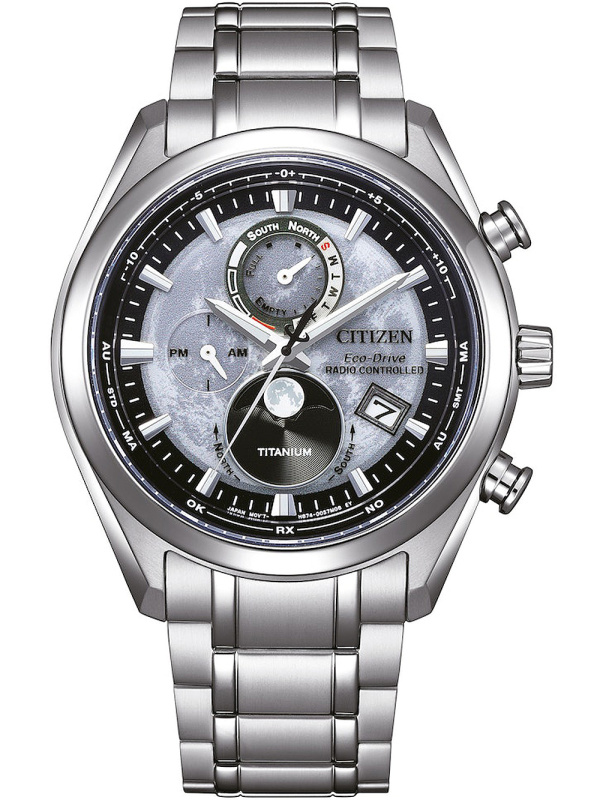Citizen BY1010-81H Eco-Drive moon phase Titanium Radio Controlled 43mm