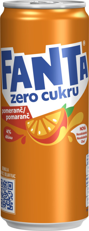 Fanta pomeranč Zero - plech, 24x 0,33 l