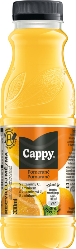 Cappy - ovocný nektar - Pomeranč nektar, 0,33 l, 12 ks