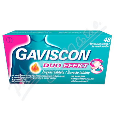 GAVISCON DUO EFEKT 250MG/106,5MG/187,5MG žvýkací tableta 48