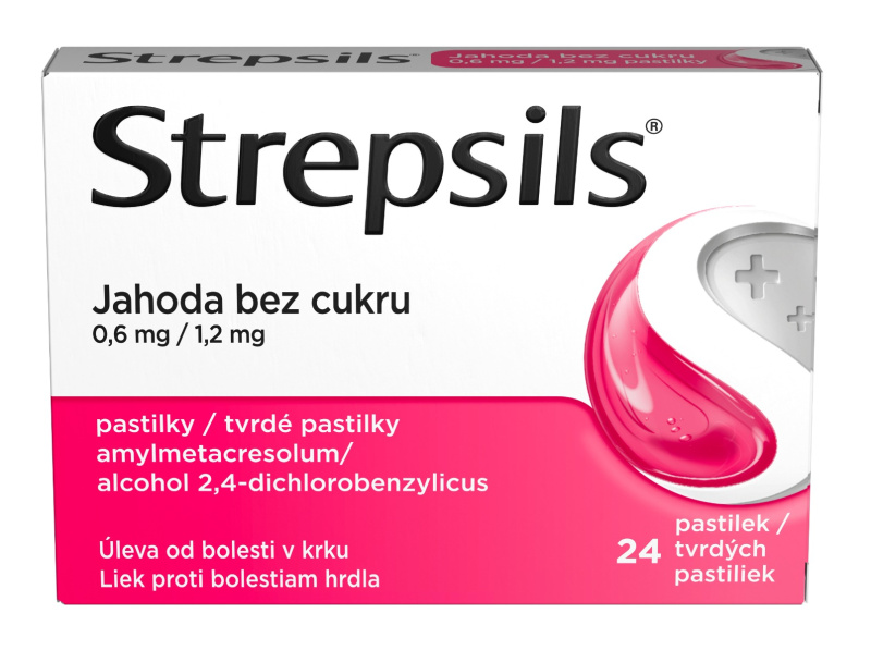 STREPSILS JAHODA BEZ CUKRU 0,6MG/1,2MG pastilka 24
