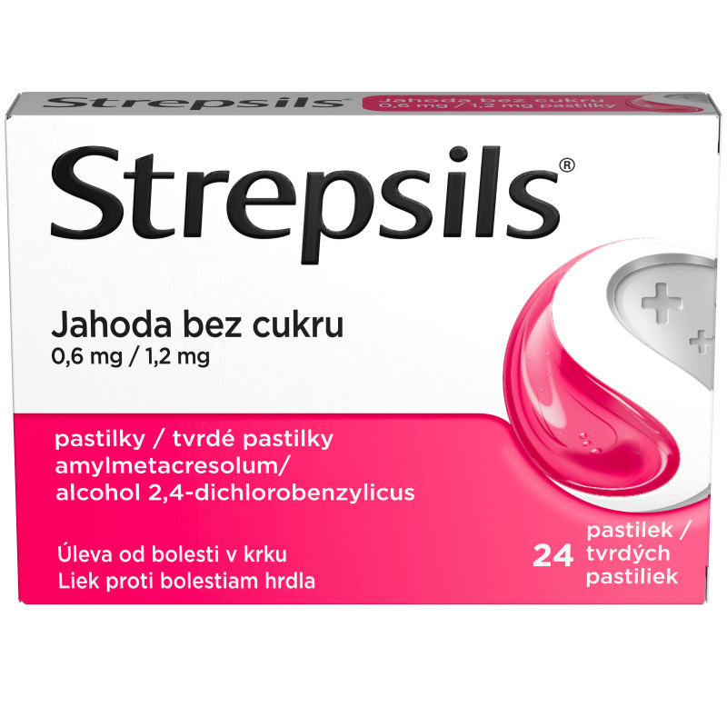 STREPSIL Jahoda 0,6 mg/1.2 mg pastilky 24 kusů