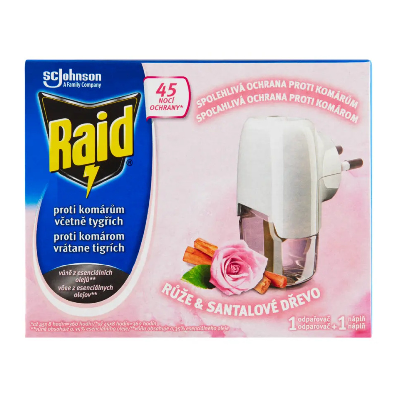 Raid Elektrický odpařovač s náplní růže & santalové dřevo