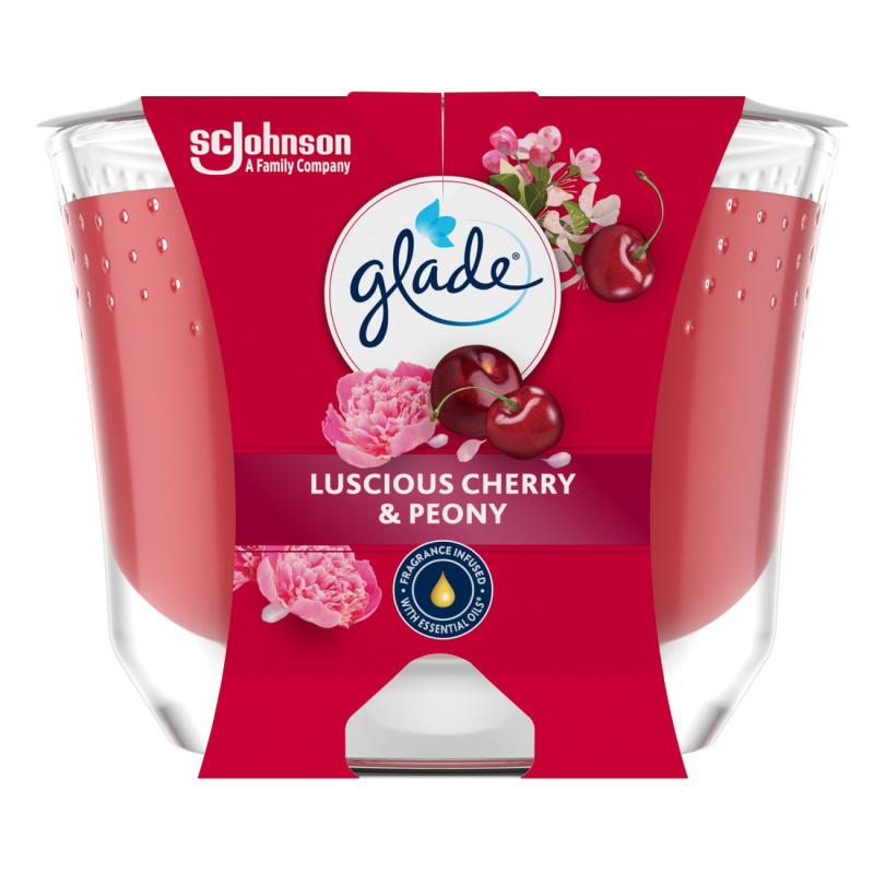 Glade svíčka vonná Maxi Luscious Cherry & Peony, 204 g